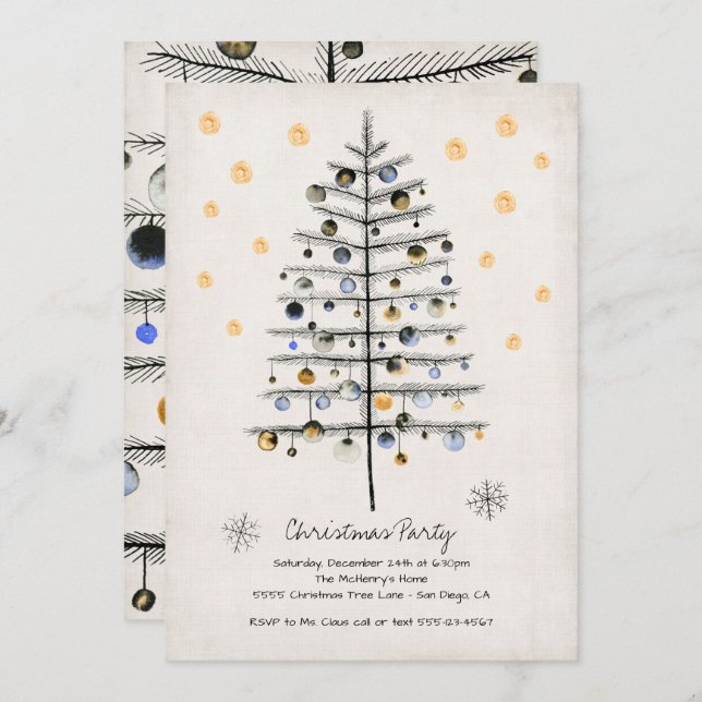 Modern Christmas Tree Party Invitation (Front/Back)