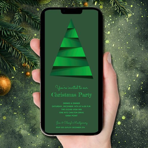 Modern Christmas Tree Party Invitation