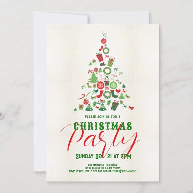 Modern Christmas Tree Party Invite (Front)