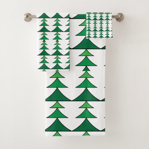 Modern Christmas Tree Pattern Bath Towel Set