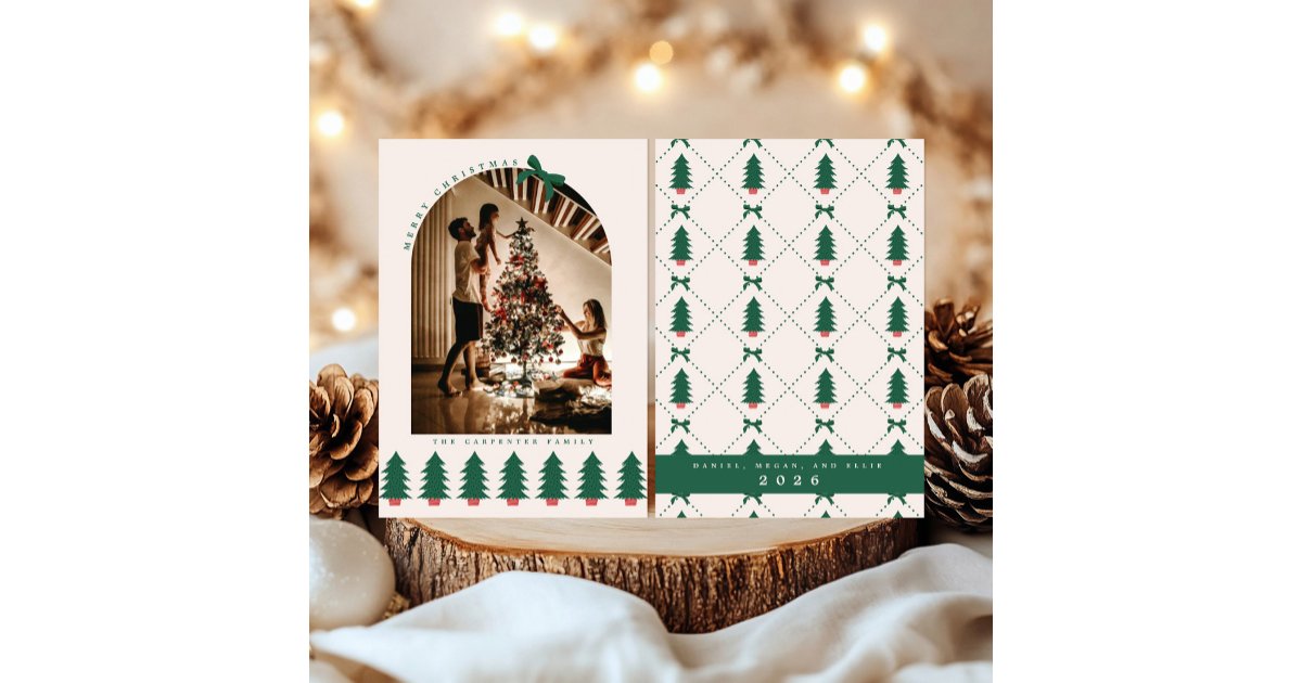 Tree Photo Cards Modern Christmas Tree Photo Card | Zazzle