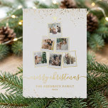 Modern Christmas Tree Photo Collage Foil Holiday Card<br><div class="desc">Personalized foil Christmas cards featuring a Christmas tree shaped photo collage with 6 pictures alongside elegant minimalist typography in gold color. Reverse side features your custom holiday message to friends and family with one square photo.</div>