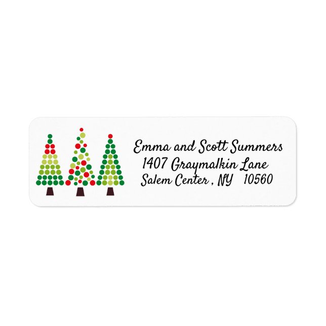 Modern Christmas tree Polka Dot Label (Front)