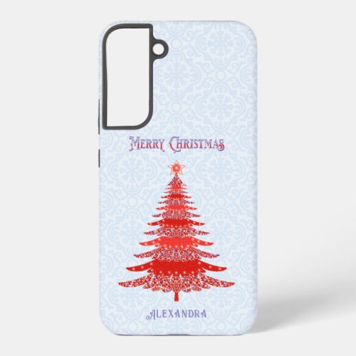Modern Christmas Tree Red Blue Personalized Samsung Galaxy S22 Case