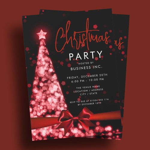 Modern Christmas Tree Red Corporate Party Invitation