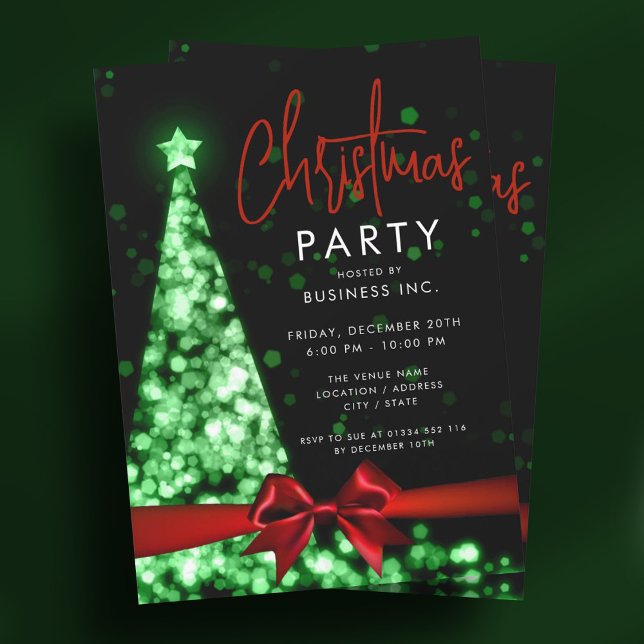 Modern Christmas Tree Red Green Corporate Party Invitation (Modern Christmas Tree Red Green Corporate Party Invitation)