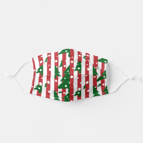 Modern Christmas Tree Red Green Striped pattern Adult Cloth Face Mask
