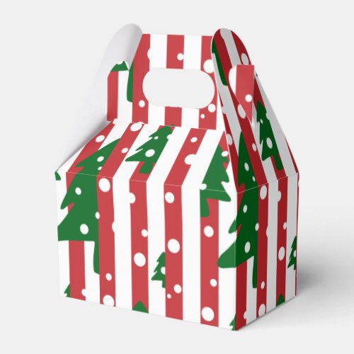 Modern Christmas Tree Red Green Striped pattern Favor Boxes