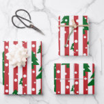 Modern Christmas Tree Red Green Striped pattern Wrapping Paper Sheets<br><div class="desc">Colorful details to your Christmas decorations. Traditional colors Christmas Tree and snowflakes always create a holiday mood</div>