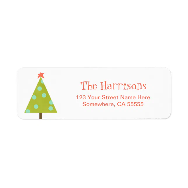 Modern Christmas Tree Return Address Label Zazzle