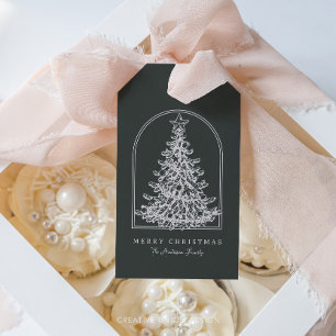 Modern Christmas Tree Sketch Arch Boho Holiday Gift Tags