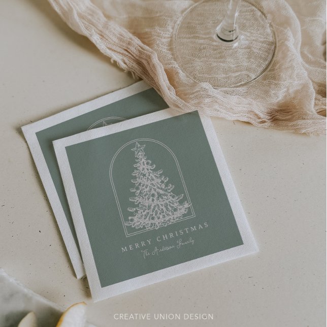 Modern Christmas Tree Sketch Arch Boho Holiday Napkins (Creator Uploaded)