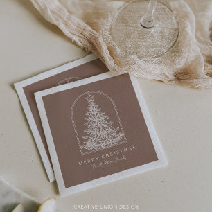 Modern Christmas Tree Sketch Arch Boho Holiday Napkins