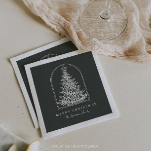 Modern Christmas Tree Sketch Arch Boho Holiday Napkins