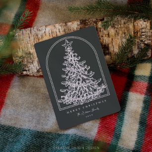 Modern Christmas Tree Sketch Arch Non Photo Holiday Card