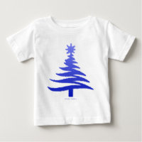 Modern Christmas Tree Stencil Print Blue