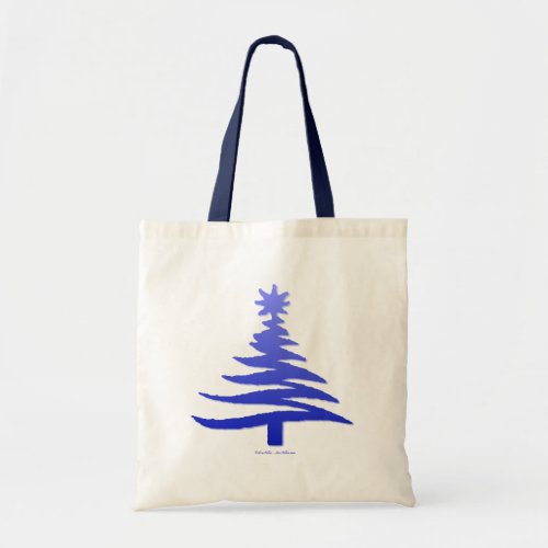Modern Christmas Tree Stencil Print Blue Tote Bag