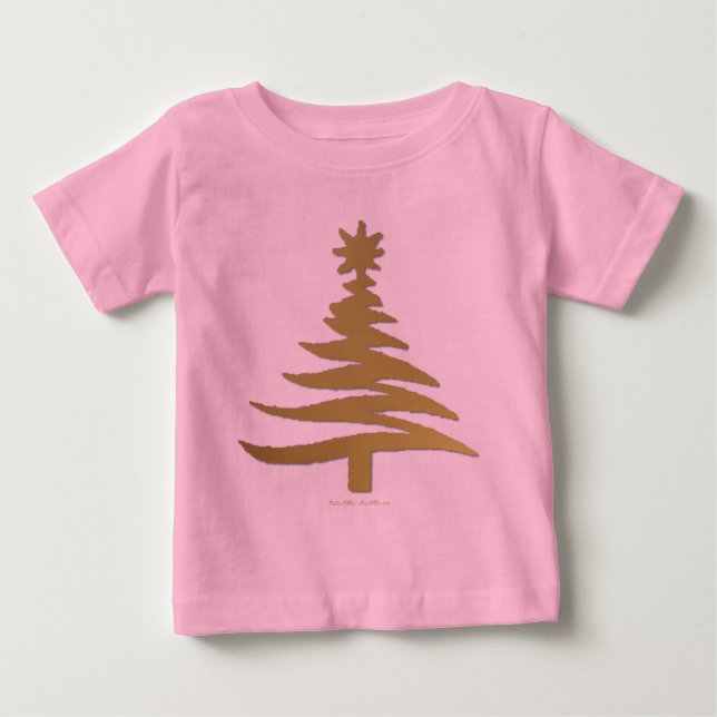 Modern Christmas Tree Stencil Print Gold Baby T-Shirt (Front)