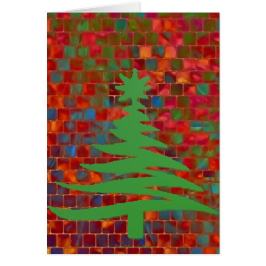 Modern Christmas Tree Stencil Print Green Cards (Front)