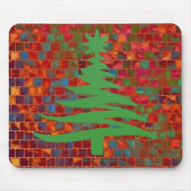 Modern Christmas Tree Stencil Print Green Mouse Pad (Front)