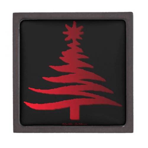 Modern Christmas Tree Stencil Print Red Gift Box