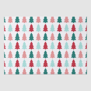 Modern Christmas Tree, Teal, Aqua, Red Tissue Paper