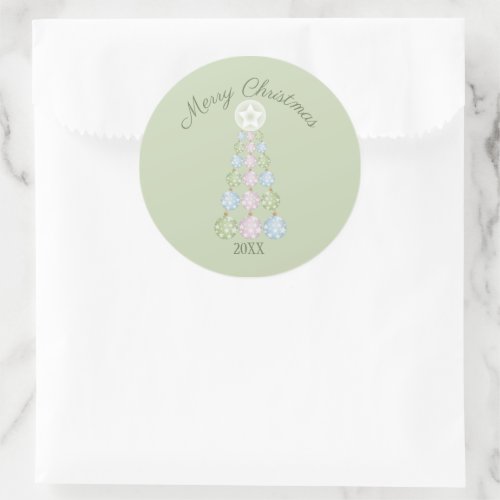 Modern Christmas Tree Three Pastel Colors Custom Classic Round Sticker