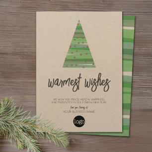 Modern Christmas Tree - watercolor script Business Holiday Card