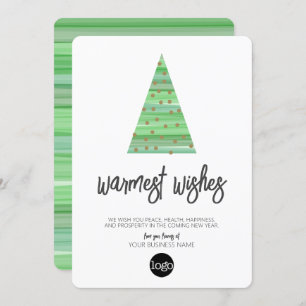 Modern Christmas Tree - watercolor script Business Holiday Card