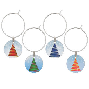 Modern Christmas Tree Wine Charms