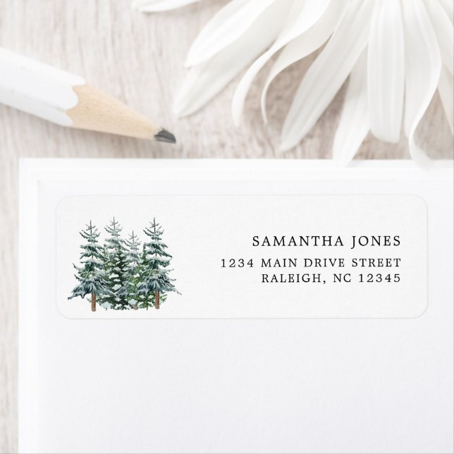 Modern Christmas Tree Winter Return Address Label (Insitu)