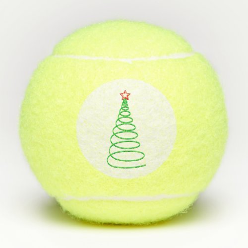 Modern Christmas Tree with Red Star Holiday Tennis Tennis Balls