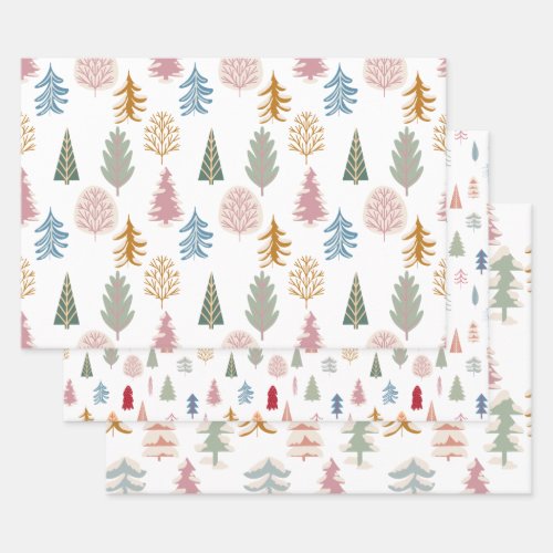 Modern Christmas Tree Wrapping Paper Sheets