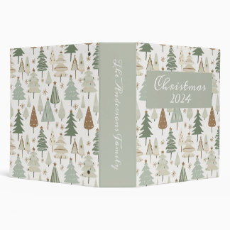 Modern Christmas Trees brown pattern 3 Ring Binder