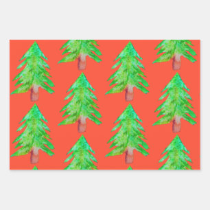 Modern Christmas trees colorful art design Wrapping Paper Sheets