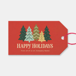 Modern Christmas Trees Corporate Happy Holidays Gift Tags