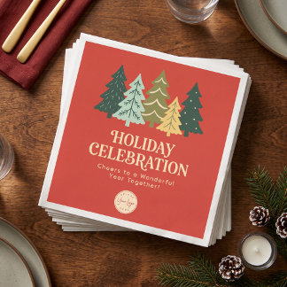 Modern Christmas Trees Corporate Happy Holidays Napkins