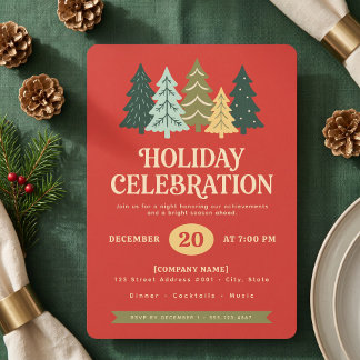 Modern Christmas Trees Corporate Holiday Invitation