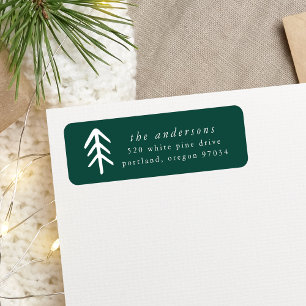 Modern Christmas Trees Green Holiday Address Label