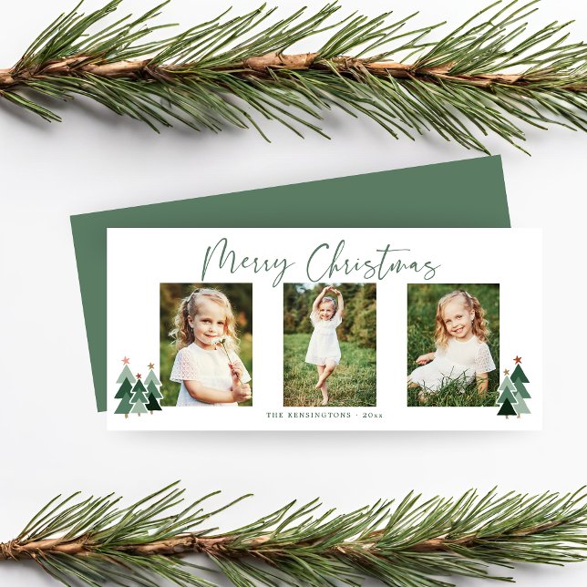 Modern Christmas Trees Holiday 3 Photo (Modern Christmas Trees Holiday 3 Photo Card)