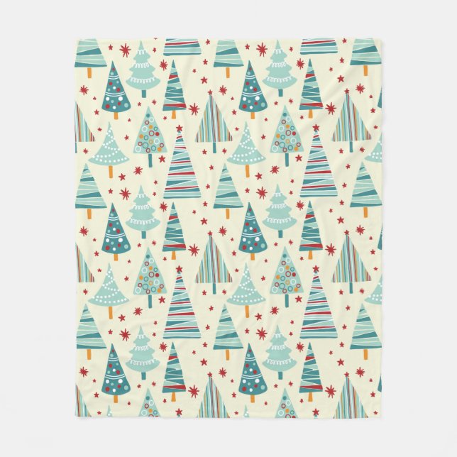 Modern Christmas Trees Holiday Winter Pattern Fleece Blanket (Front)