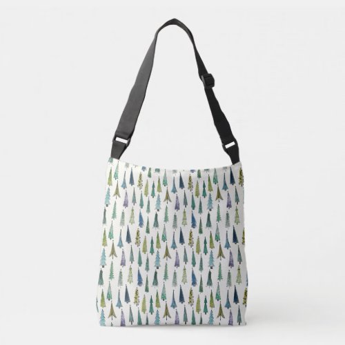 Modern Christmas Trees Illustrated Pattern Crossbody Bag