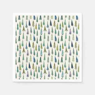 Modern Christmas Trees Illustrated Pattern Napkins