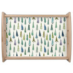Modern Christmas Trees Illustrated Pattern Serving Tray