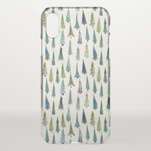 Modern Christmas Trees Illustrated Pattern iPhone X Case