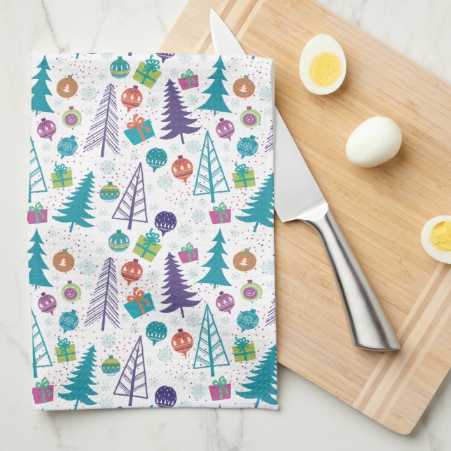 Modern Christmas Trees Kitchen Towel (Quarter Fold)