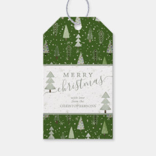 Modern Christmas Trees MERRY CHRISTMAS Script Gift Tags
