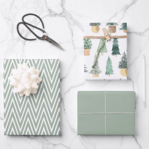 Modern  Christmas  Trees  Minimalistic Wrapping Paper Sheets