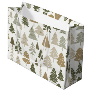 Modern Christmas Trees Pattern Large Gift Bag