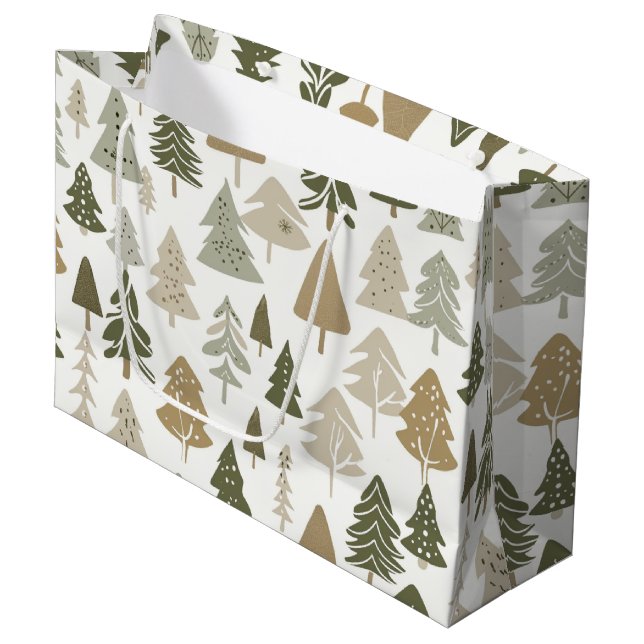 Modern Christmas Trees Pattern  Large Gift Bag (Front Angled)